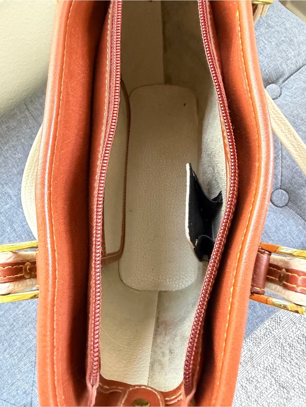 Dooney & Bourke Cream/bone and Brown Leather-Trim Tote Bag - Picture 6 of 6